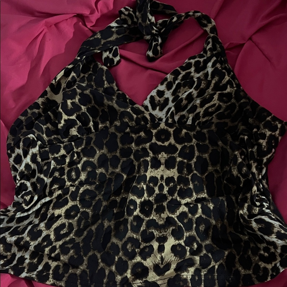 ROMWE Leopard Print Halter Tank Top